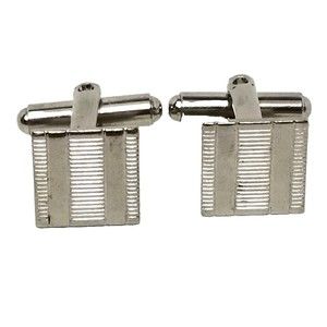 Vintage Square Silver Tone Cufflinks Small Textured